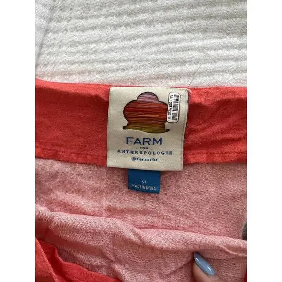 Farm Rio - Coral Floral Midi Skirt with Vibrant Print, Size M - Picture 9 of 10